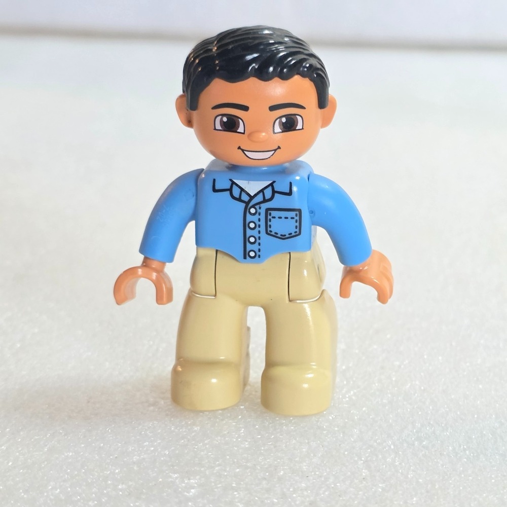 Lego Duplo Figure My First Shop Male Father Dad Blue Shirt Tan Pants 2.5" Loose